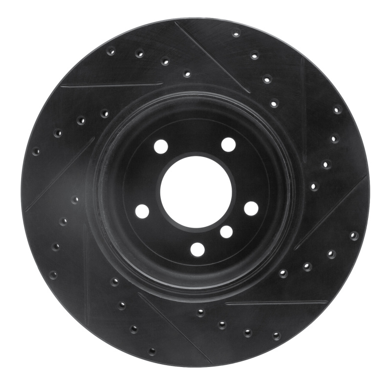 BMW 535I Brake Rotor (1) - Rear Left - R1 Concepts - Drilled & Slotted - Black - `04-`10